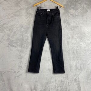 AGOLDE Riley High Rise Straight Ankle Jeans Washed Black Size 26 Minimalist